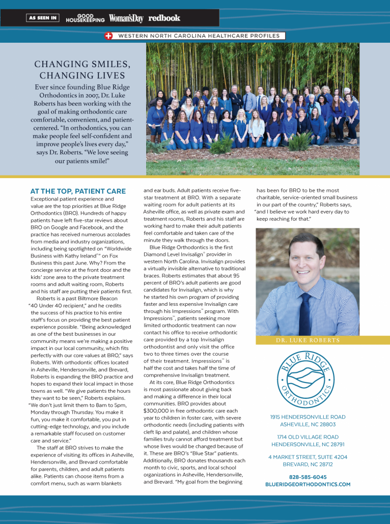 Article about Blue Ridge Orthodontics in Western North Carolina