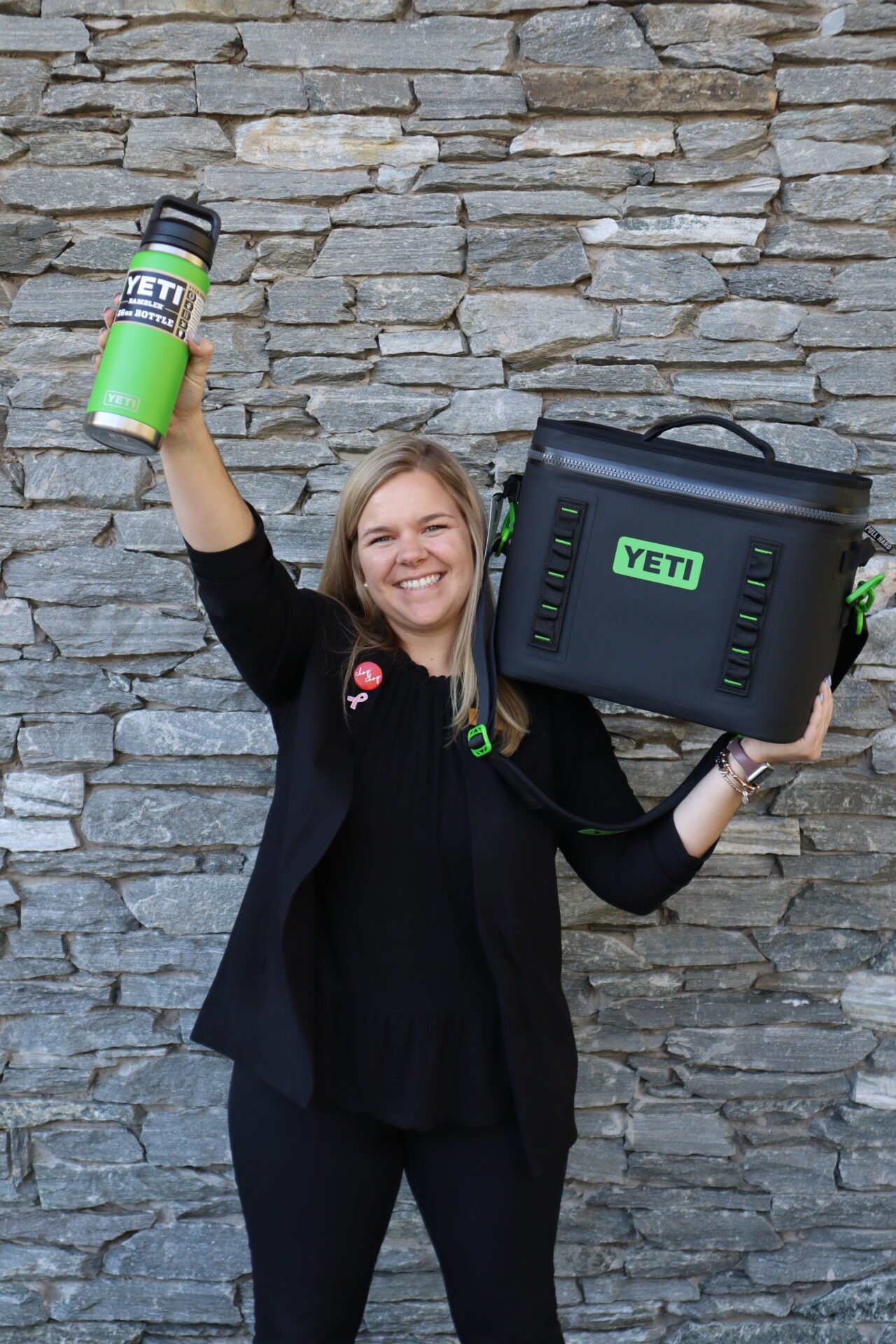 yeti cooler + matching water bottle